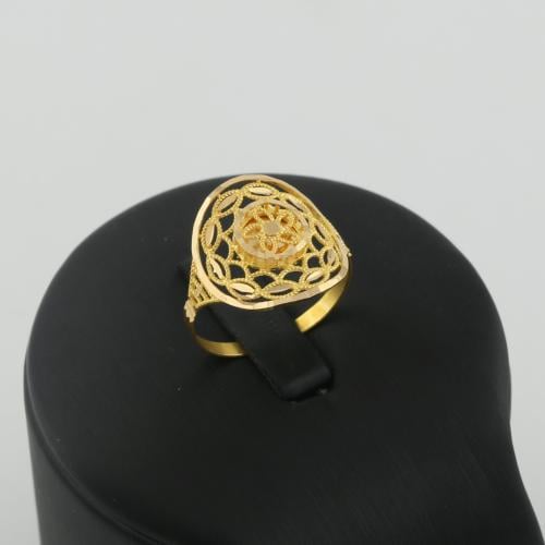 خاتم ذهب دائري على شكل زهرة لوتس - عيار 21