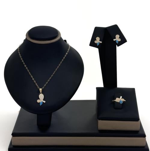 طقم ذهب اطفال غصن الورد - عيار 18