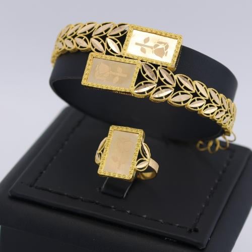 اسوارة وخاتم ذهب غصن الزيتون مع سبائك - عيار 21