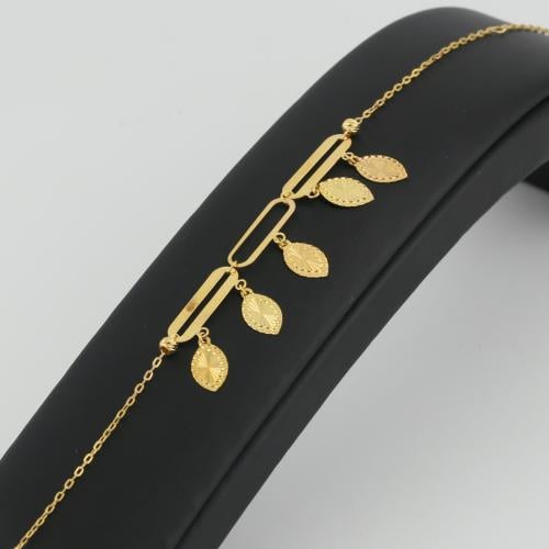 اسوارة الذهب مستطيلات مطعمه باوراق الذهب - عيار 21