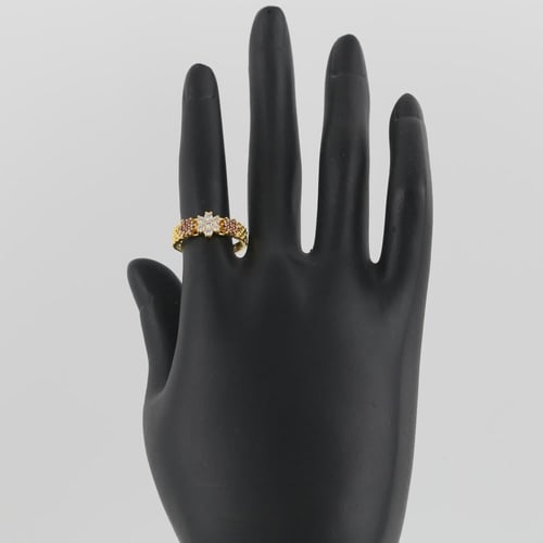 خاتم ذهب زهرتين حمرا و بيضاء - عيار 21