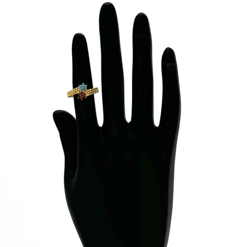 خاتم ذهب الزهور الملونه -عيار 21