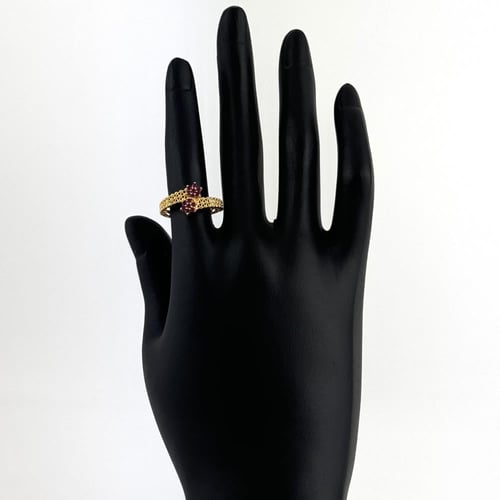 خاتم ذهب زهرتين بلون بنفسجي رائع - عيار 21