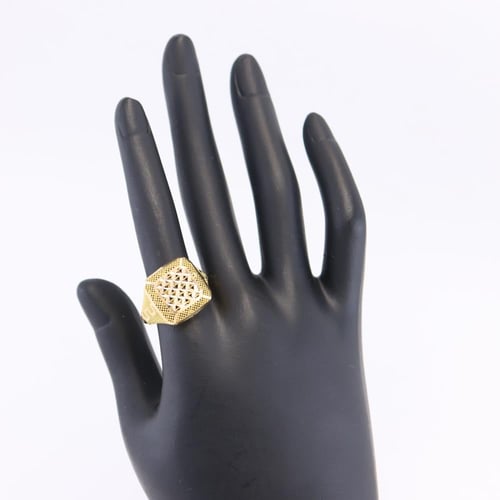 خاتم ذهب مربع عريض 3D عيار 21