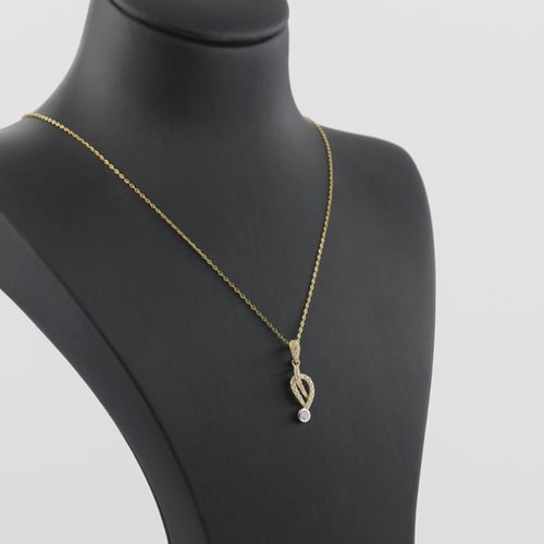 عقد ذهب قطرتين مائلتين تصميم لماس - عيار 18