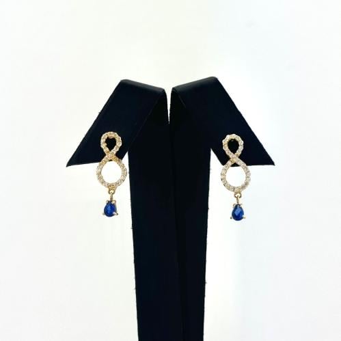 حلق ذهب حلزوني تصميم الماس مطعم بلون المينا - عيار...