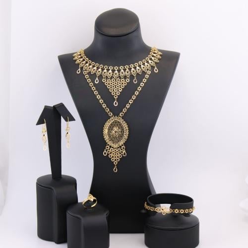 طقم ذهب غصن الزيتون داخله زهرة القلوب - عيار 21