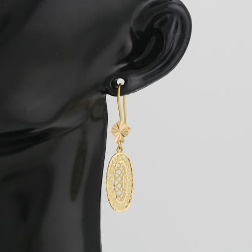 حلق ذهب شرائح هندسي بيضاوي - عيار 21