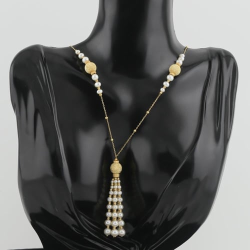 سبحة ذهب كرات بلونين الابيض و الاصفر - عيار 18