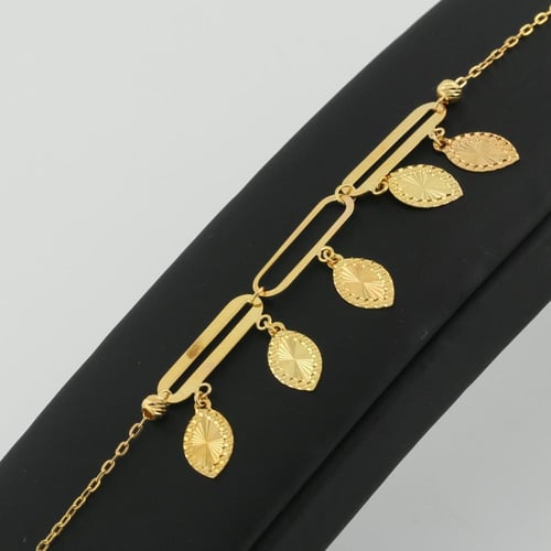 اسوارة الذهب مستطيلات مطعمه باوراق الذهب - عيار 21