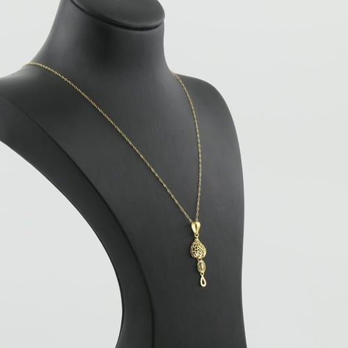 نصف طقم ذهب قلب بكل هندسي من الذهب الخالص - عيار 2...