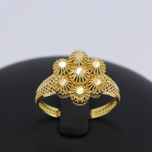 خاتم ذهب زهور متراصة - عيار 21