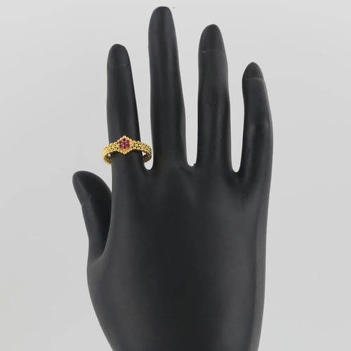 خاتم ذهب زهرة حمراء - عيار 21