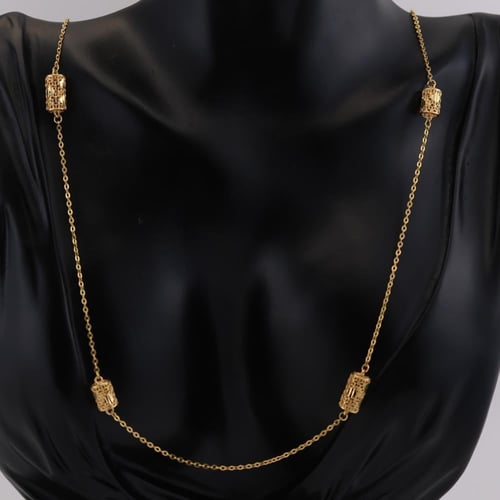 سبحة ذهب طويل اسطواني هندسي - عيار 21