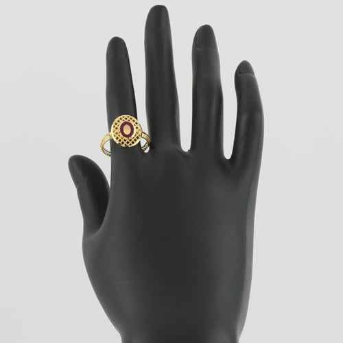 خاتم ذهب دائري بلون دم الغزال - عيار 21