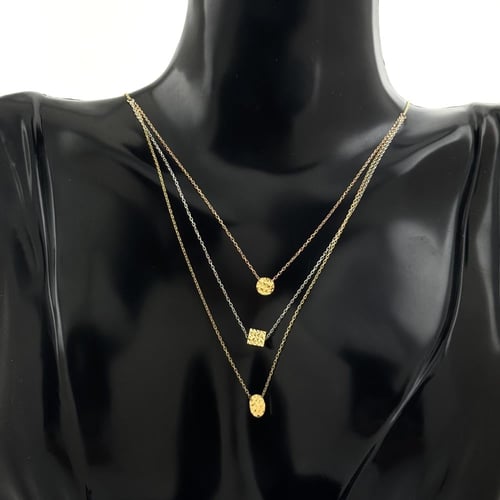 عقد ذهب ثلاثة ادوار بلونين الذهب الابيض و الاصفر -...