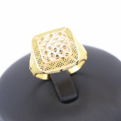 خاتم ذهب مربع عريض 3D عيار 21