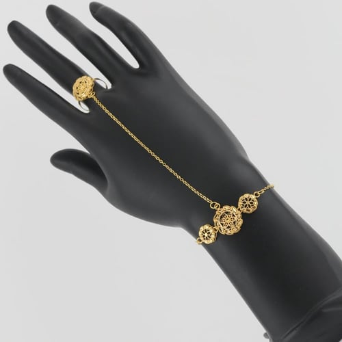 طقم ذهب دورين ازهار مع كف - عيار 21