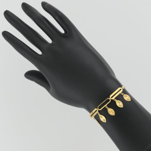 اسوارة الذهب مستطيلات مطعمه باوراق الذهب - عيار 21