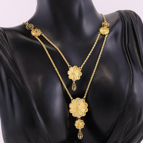 طقم ذهب تشين مبروم ازهار - عيار 21