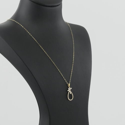 نصف طقم ذهب لمعان خالص تصميم الماس - عيار 18