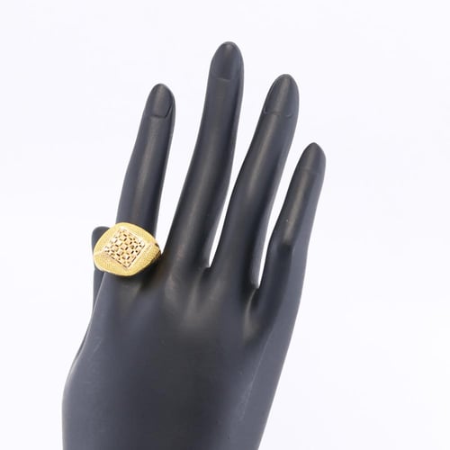 خاتم ذهب عريض معين ثلاثي الابعاد عيار 21