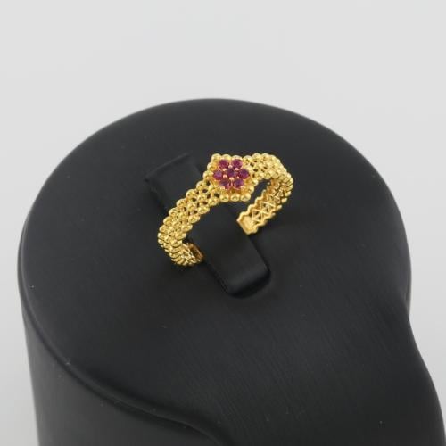 خاتم ذهب زهرة حمراء - عيار 21