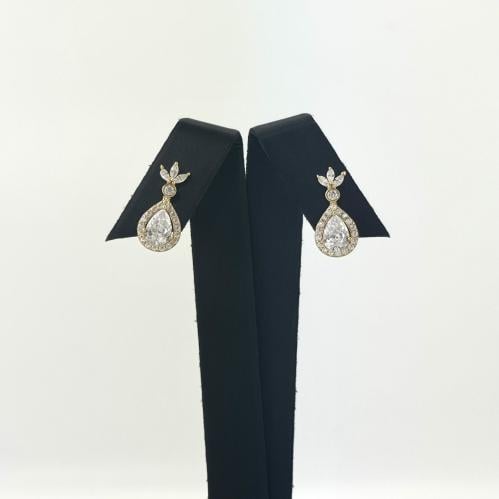 حلق ذهب تاج الملكة تصميم الماسي - عيار 18