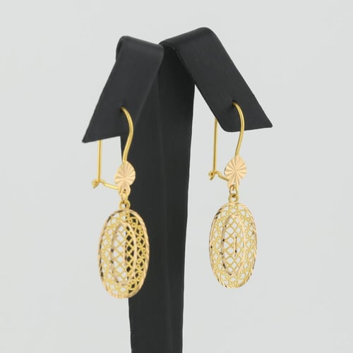 حلق ذهب شرائح هندسي بيضاوي - عيار 21