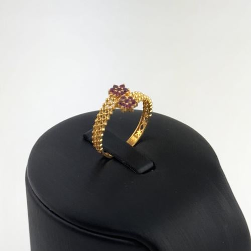 خاتم ذهب زهرتين بلون بنفسجي رائع - عيار 21