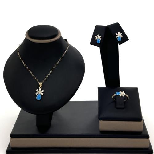 طقم ذهب اطفال تصميم الماس قصات فلور مطعم بلون المي...