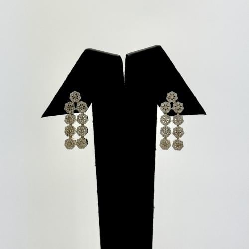 حلق ذهب وردور ملتصقة تصميم الماس - عيار 18