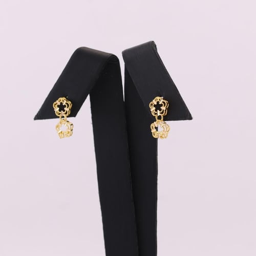 نصف طقم ذهب محدب مع زهرة - عيار 21