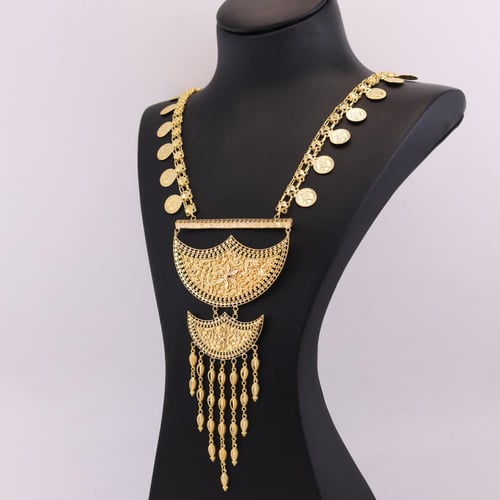 طقم ذهب الشراع مع ازهار مطعم بجنيهات - عيار 21