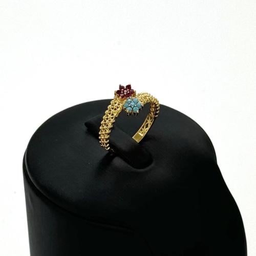 خاتم ذهب الزهور الملونه -عيار 21