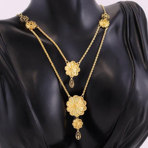 طقم ذهب تشين مبروم ازهار - عيار 21