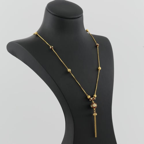 عقد ذهب جميل مع لون الميناء وكرات الليزر - عيار 21