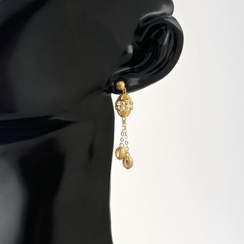 حلق ذهب كرات بيضاوية ذهب خالص- عيار 21