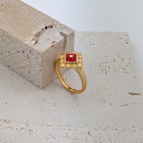 خاتم ذهب مثلث ملكي - عيار 21