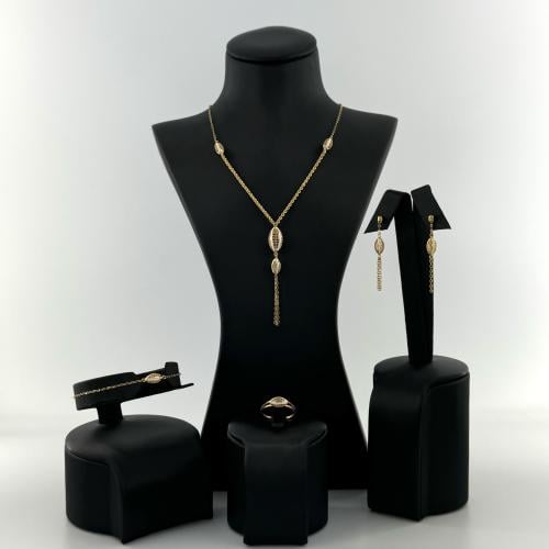 طقم ذهب بيضاوي أنيق - عيار 21