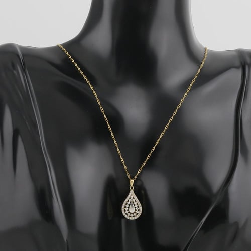 عقد ذهب قطرات مع الزركون الابيض - عيار 18