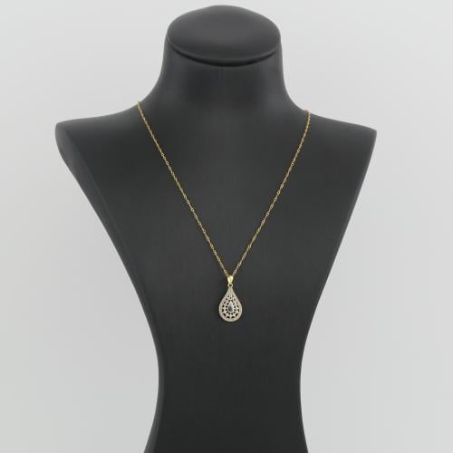 عقد ذهب قطرات مع الزركون الابيض - عيار 18