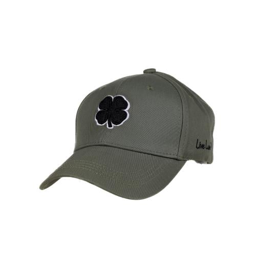 كاب بلاك كلوفر قماش زيتي رمادي بتطريز اسود مع ابيض