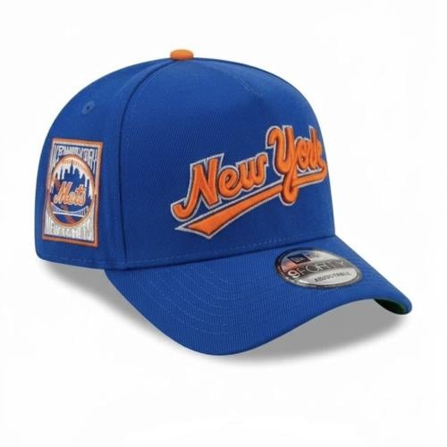 كاب New York أزرق بتطريز برتقالي