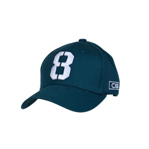 كاب 8 قماش بترولي بتطريز ابيض