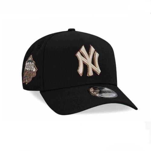 كاب نيو ايرا قماش أسود بتطريز بيج