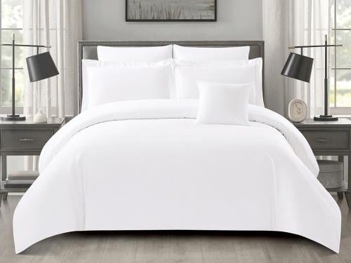 مفرش فرح الفندقي مزدوج من خامة القطن 8 قطع أبيض (4...