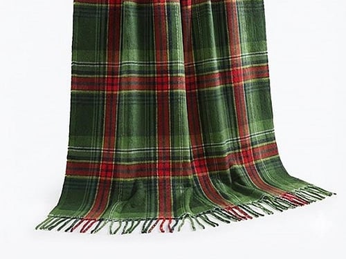 بطانية دفء شتوي مربعات مقاس مزدوج - أخضر