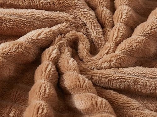 بطانية دفء شتوي سادة مقاس مفرد - بني