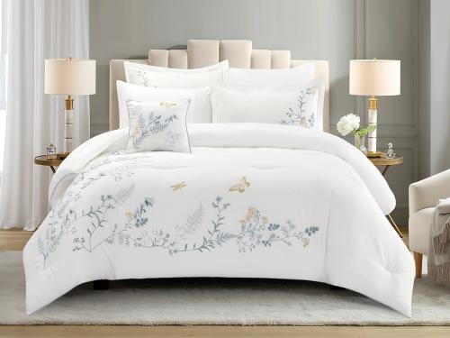 مفرش سولين صيفي مزدوج من خامة القطن المطرز 7 قطع